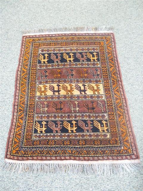 Appraisal: ORIENTAL RUG Orange red and black - h w in