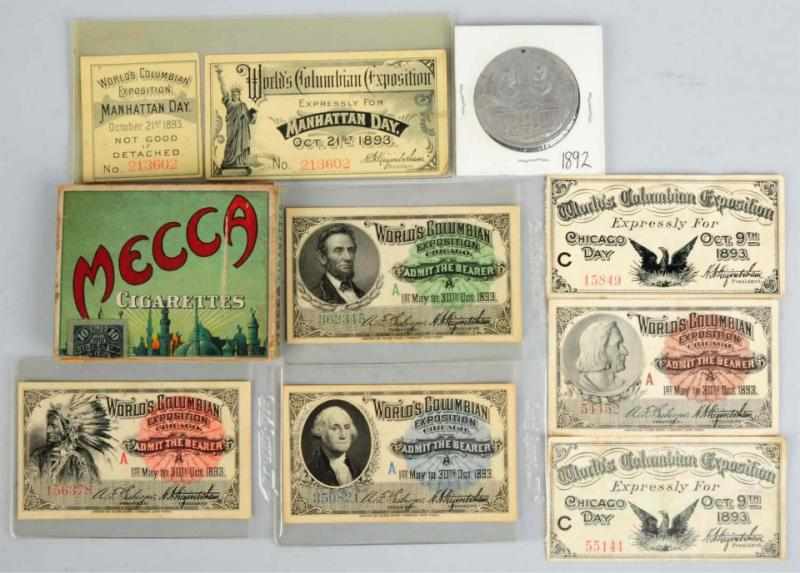 Appraisal: Lot of Small Paper Columbian Exposition Items Includes seven passes