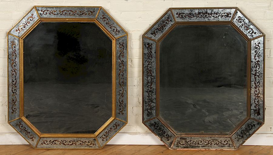 Appraisal: NEAR PAIR JANSEN GILT WOOD MIRRORS CIRCA A near pair