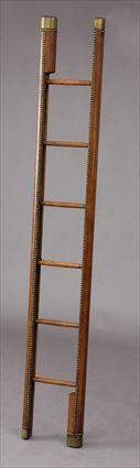 Appraisal: ENGLISH LEATHER-UPHOLSTERED POLE LADDER Of typical-form with close-nailed leather and