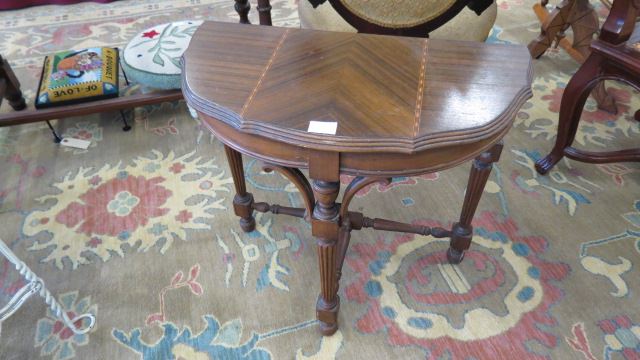 Appraisal: Mahogany Side Table demilune shape inlaid and carved