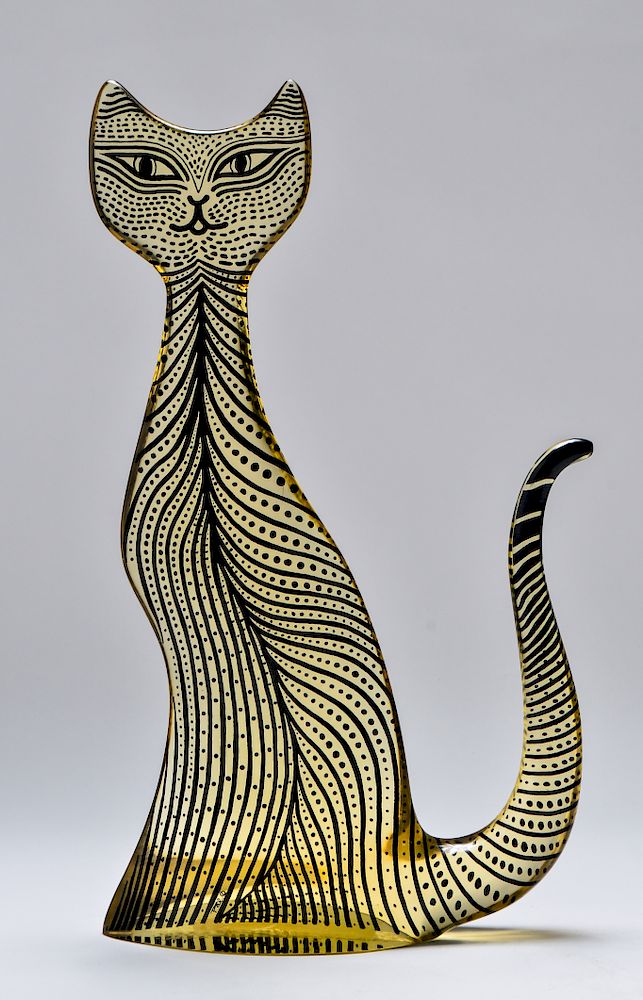 Appraisal: Abraham Palatnik Modern Acrylic Cat Sculpture Abraham Palatnik Brazilian b