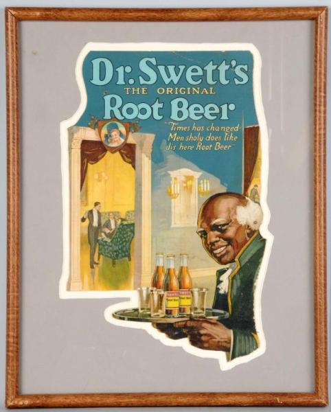 Appraisal: Cardboard Dr Swett's Root Beer Die-Cut Sign Description Framed under