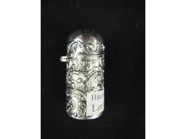 Appraisal: Victorian Sterling Silver Crystal Perfume bottle Dutch style ornate floral