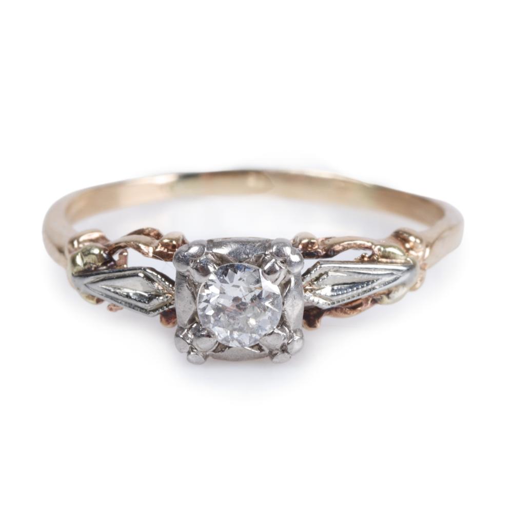 Appraisal: Antique Art Deco rose and white gold diamond engagement ring