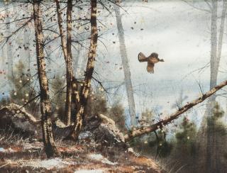 Appraisal: David A Hagerbaumer - Grouse in Flight signed and dated