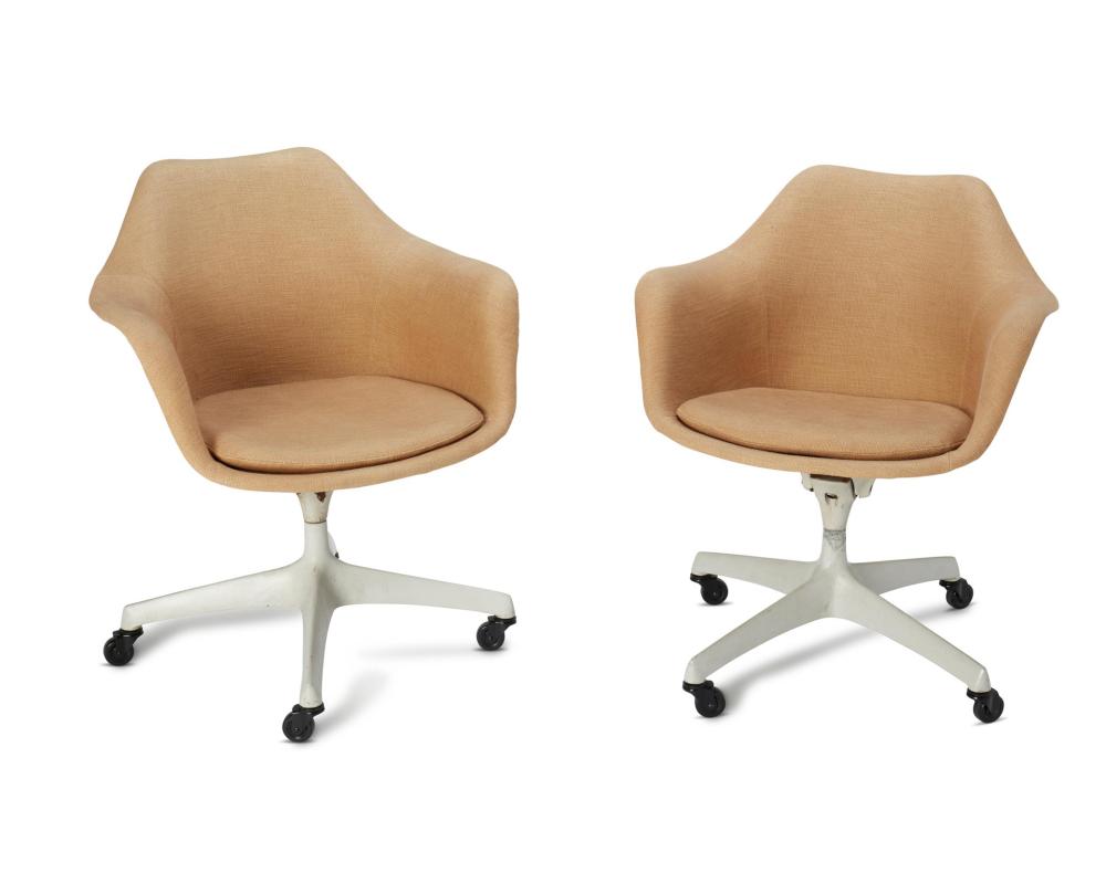 Appraisal: Two modern tulip swivel armchairs Circa s In the style