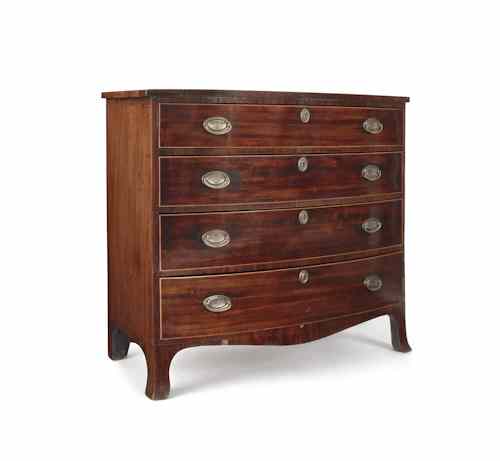 Appraisal: George III mahogany bowfront chest of drawers ca h w