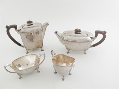 Appraisal: A four piece teaset with oblong bodies oval borders and