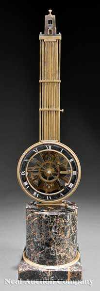 Appraisal: A French Marble and Bronze Swinging Skeleton Clock th c