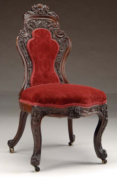 Appraisal: FINE BELTER LAMINATED ROSEWOOD SIDE CHAIR Back crest decorated with