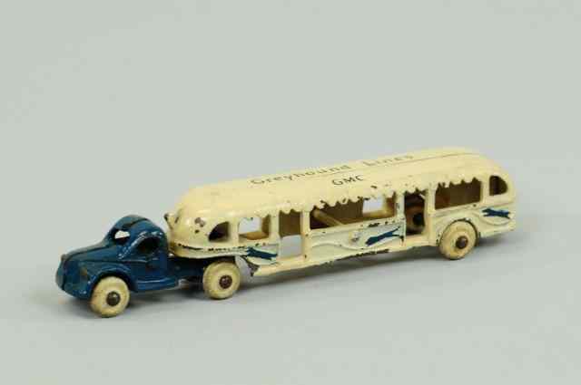 Appraisal: GREYHOUND GMC BUS Arcade cast iron painted in blue and