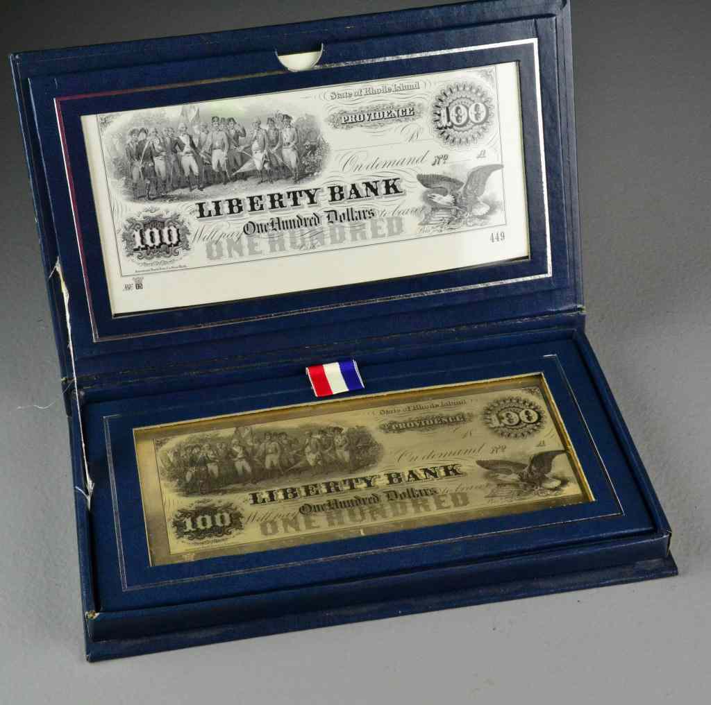 Appraisal: Sterling Silver Liberty Banknote in Protective CasA Liberty Bank Providence