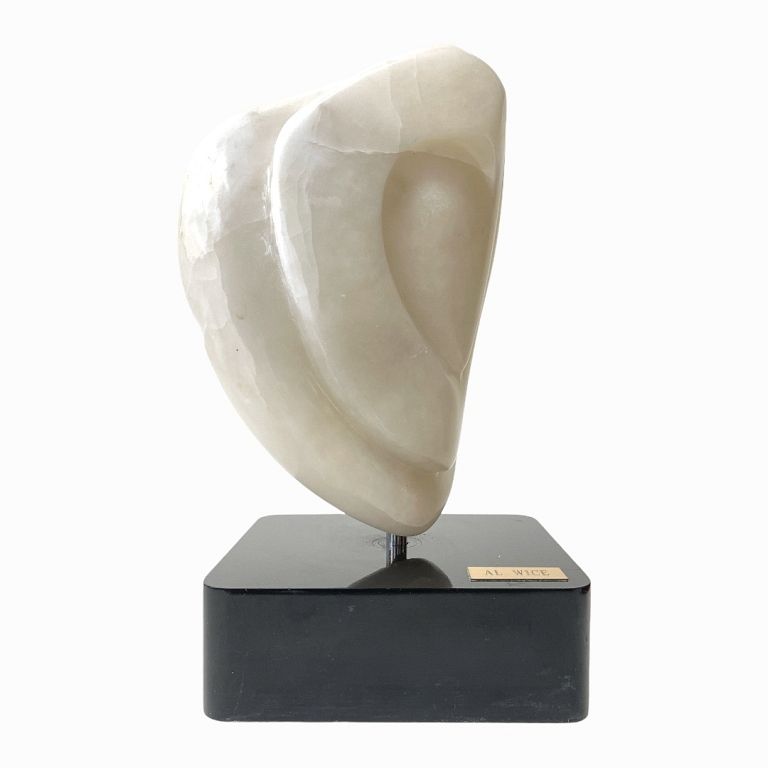 Appraisal: Al Wice Contemporary Abstract Marble Sculpture White marble mounted on