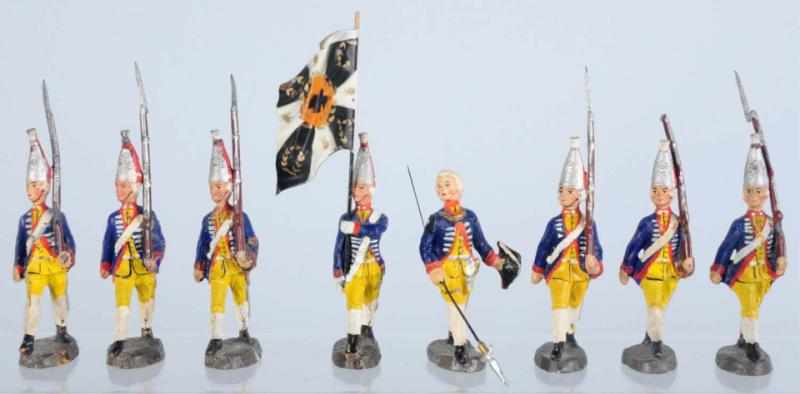 Appraisal: Lot of Elastolin Goose Stepping Prussians One bayonet is broken