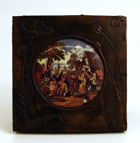 Appraisal: Aesthetic brass frame genre scene with musicians dancers and spectators