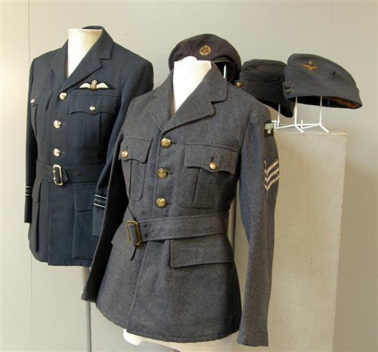 Appraisal: Two RAF jackets one beret and two caps PROVENANCE Geoff