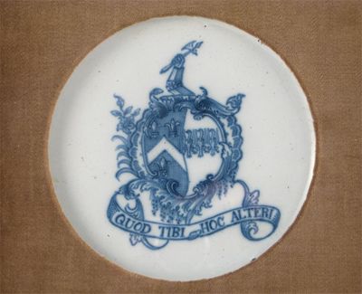 Appraisal: A Delftware blue and white circular plaque probably Liverpool painted