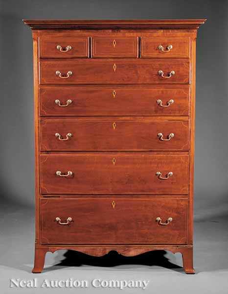 Appraisal: A Federal Inlaid Cherrywood Tall Chest of Drawers late th