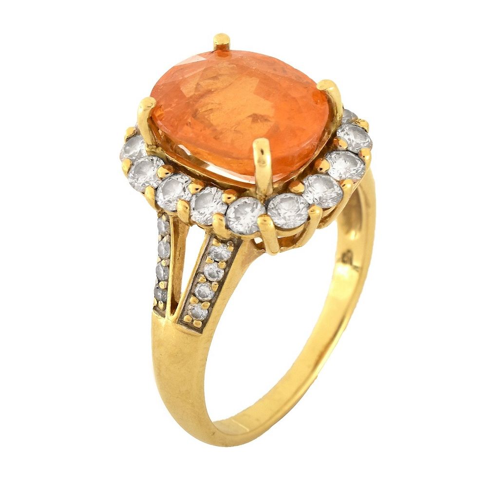 Appraisal: Citrine Diamond and K Gold Ring Oval Cut Citrine Round