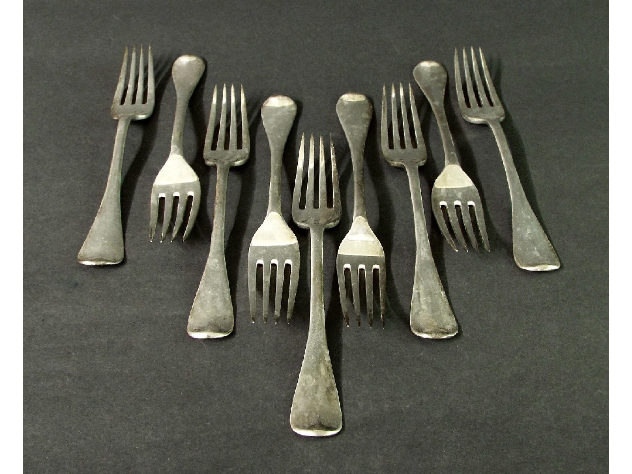 Appraisal: Nine various Georgian period silver table forks oz approx