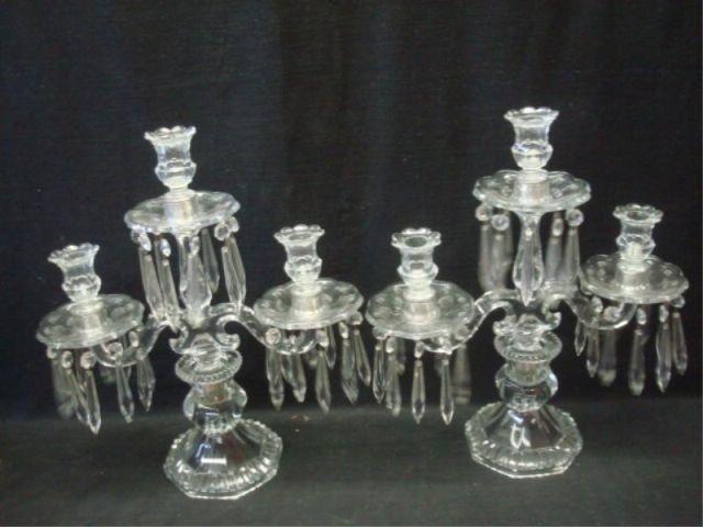 Appraisal: Pair of Crystal Armed Candelabra From a Hartsdale estate Dimensions