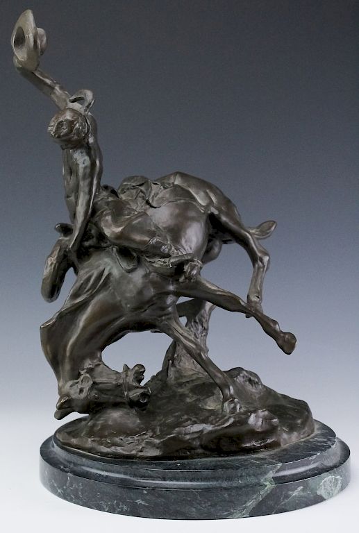 Appraisal: C M Russell American Cowboy Bronze Art Sculpture After Charles