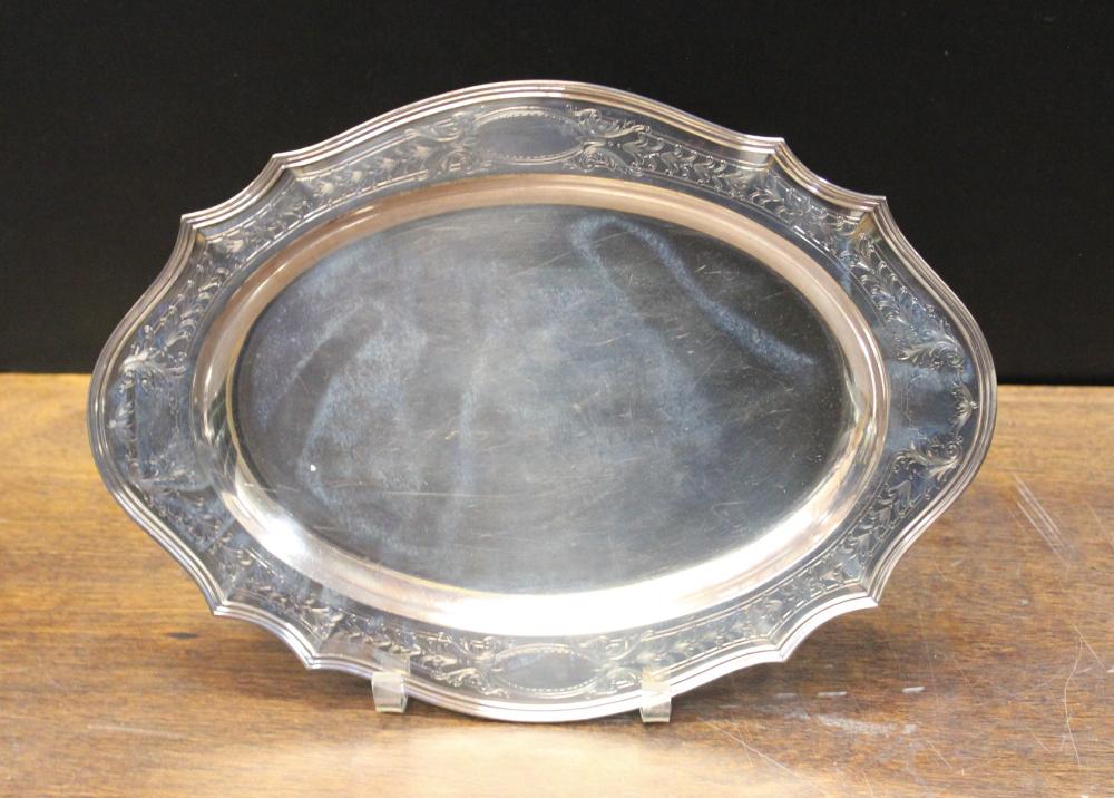 Appraisal: REED BARTON STERLING SILVER OVAL TRAY with engraved and scalloped