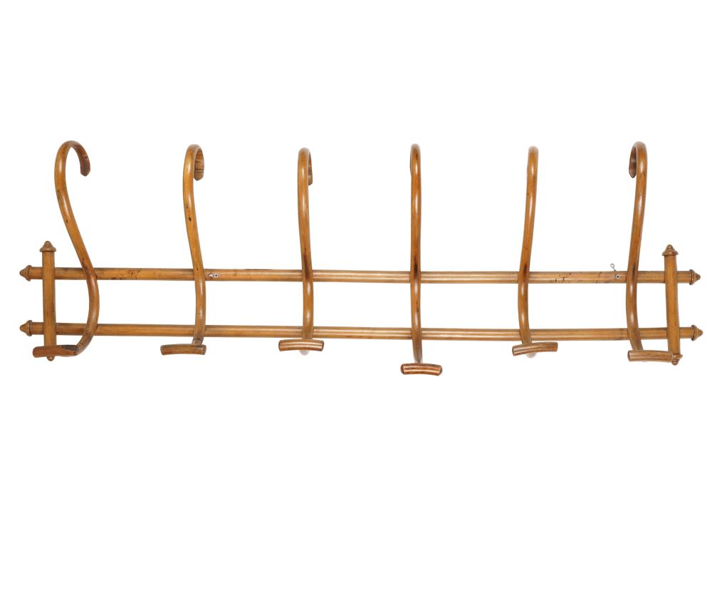 Appraisal: BENTWOOD COAT RACKwith six hooks mounted with later steel hanging