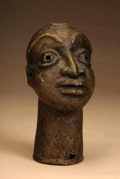 Appraisal: West African Head Statue Description From Benin Made of bronze