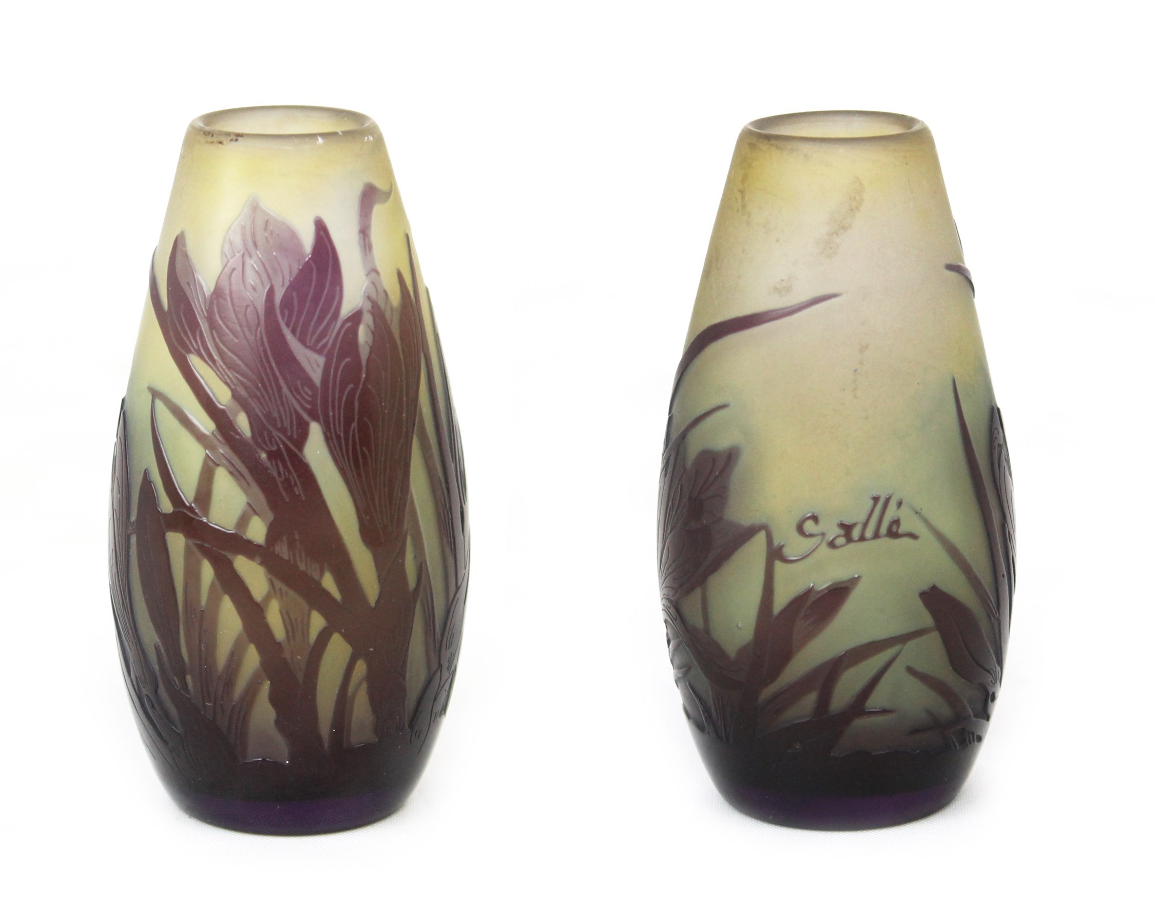 Appraisal: A Galle cameo vase acid etched with a purple floral