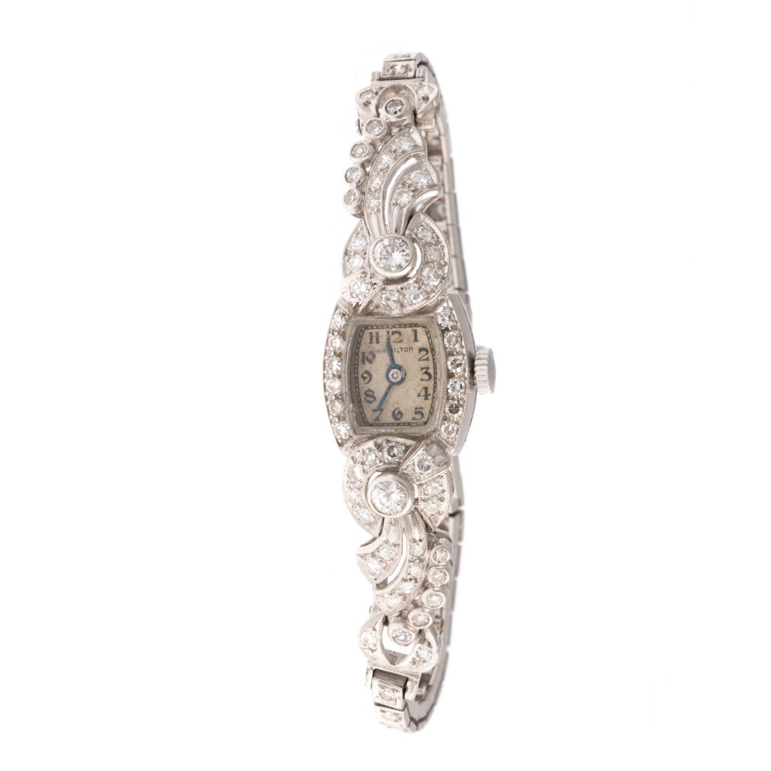 Appraisal: A Lady's Diamond Cocktail Watch in Platinum Platinum vintage Hamilton