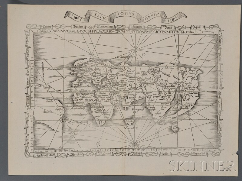 Appraisal: Maps and Charts World Projection Waldseemueller Martin - Tabu la