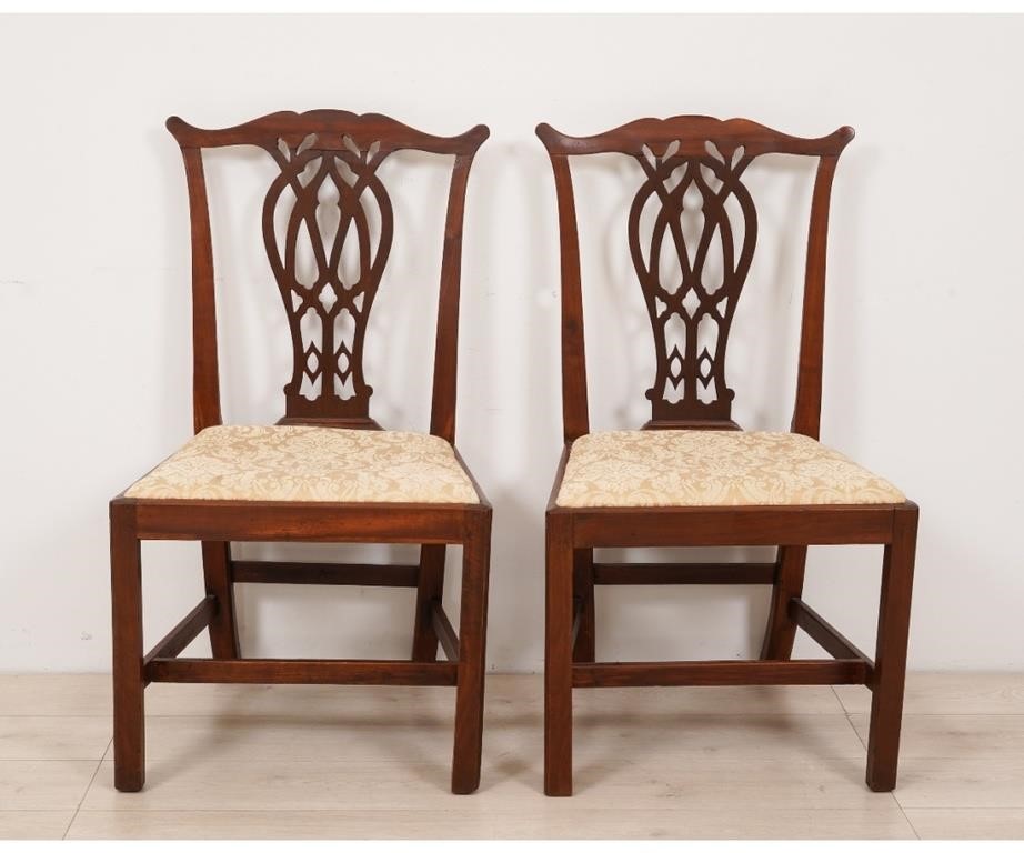 Appraisal: Pair of English Chippendale mahogany side chairs with Gothic splats