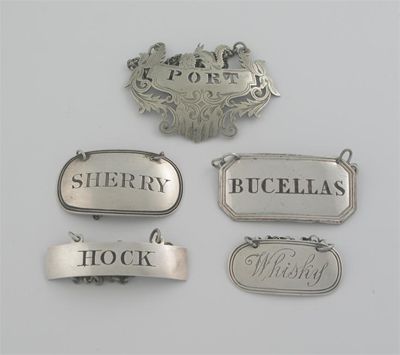 Appraisal: A mixed lot of wine labels A Victorian plated label