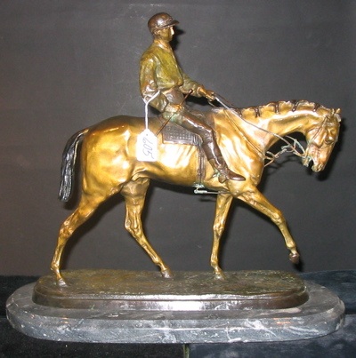 Appraisal: BRONZE SCULPTURE depicting a thoroughbred race horse with cropped tail