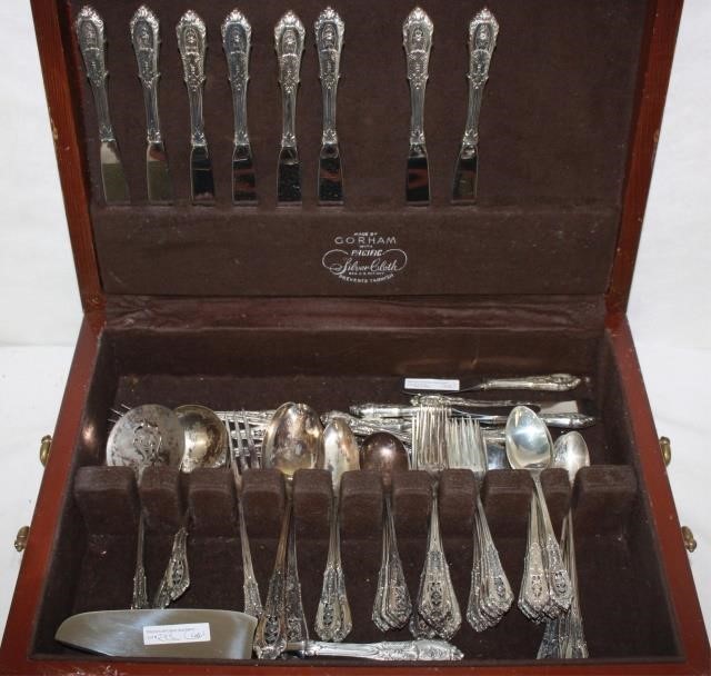 Appraisal: -PIECE STERLING SILVER FLATWARE SET BY WALLACE ROSEPOINT PATTERN TO