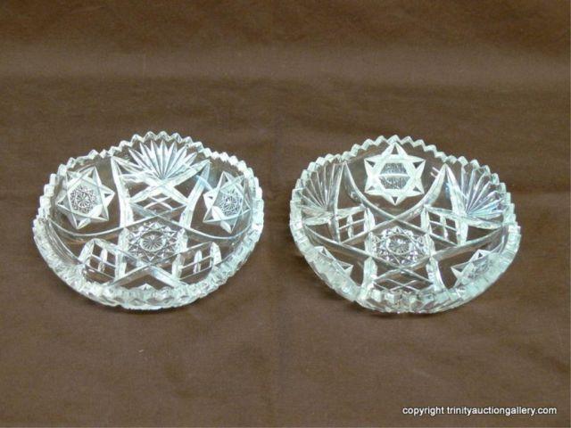 Appraisal: Two Brilliant Cut Glass Sawtooth Edge Bon Bons - Circa