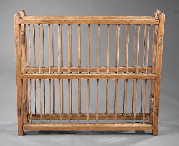 Appraisal: An Antique Provincial Fruitwood Plate Rack th c with mortised