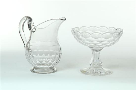 Appraisal: HONEYCOMB FLINT GLASS COMPOTE AND PITCHER American nd quarter- th