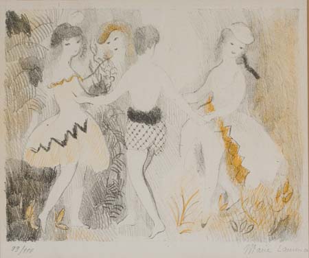 Appraisal: MARIE LAURENCIN La Ronde Color lithograph on chine volant x