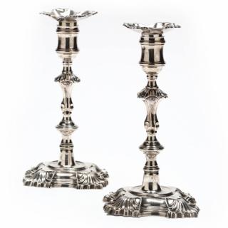 Appraisal: Pair of George II Silver Candlesticks sponsor's mark of John