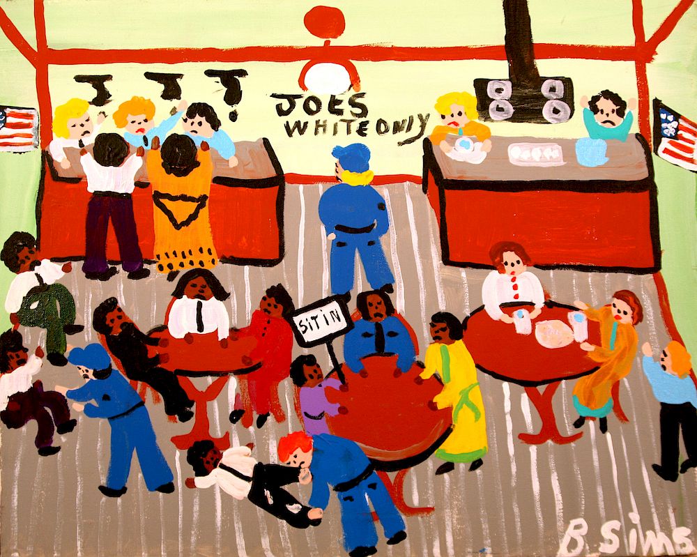 Appraisal: Outsider Art Bernice Sims Lunch Counter Sit In Sims Bernice