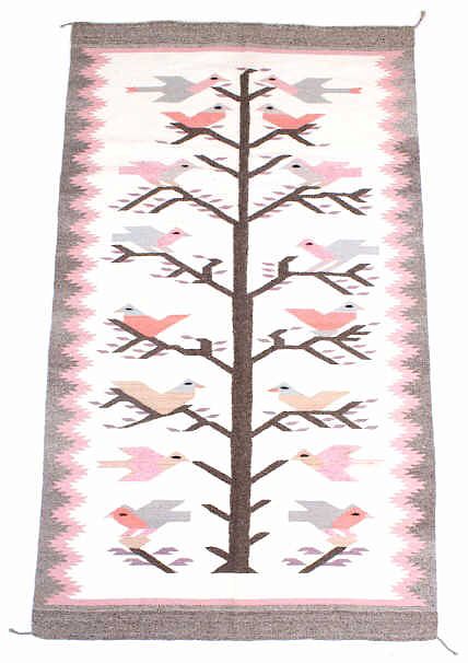 Appraisal: Navajo Tree of Life Hand Woven Pictorial Wool Rug Offered