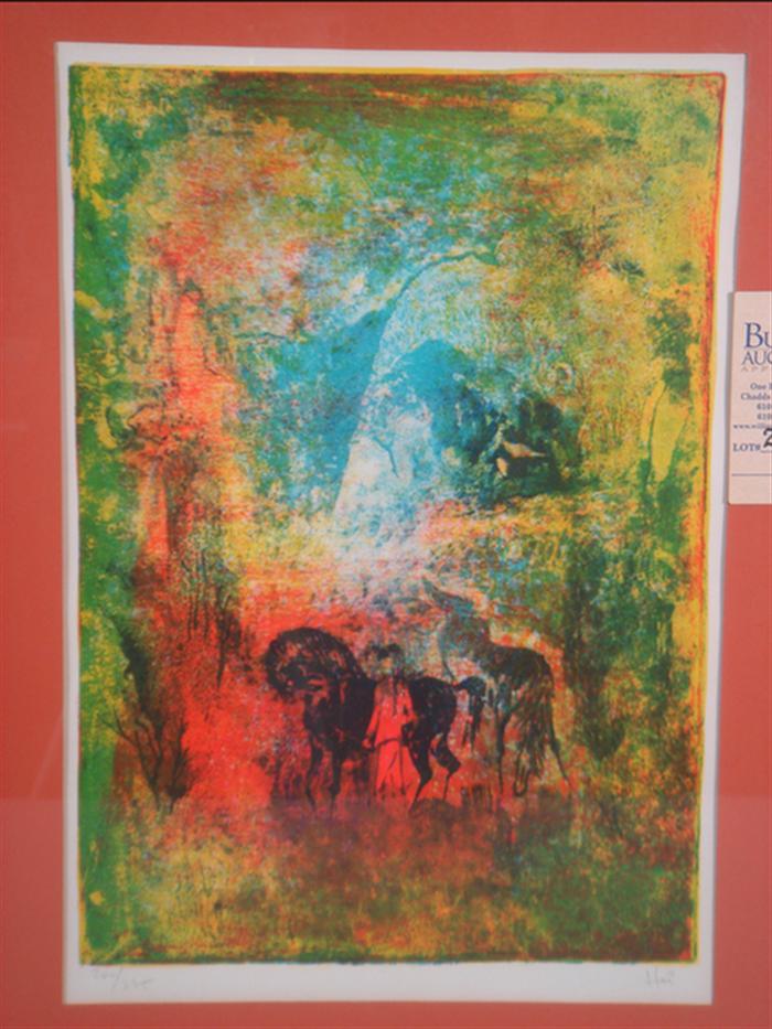 Appraisal: Hoi Vietnamese th c LE signed and numbered lithograph Horses