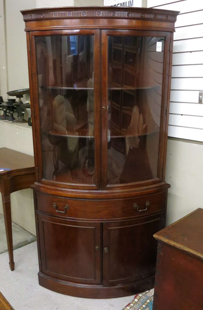 Appraisal: FEDERAL STYLE MAHOGANY CORNER CABINET ON CABINET American mid- th