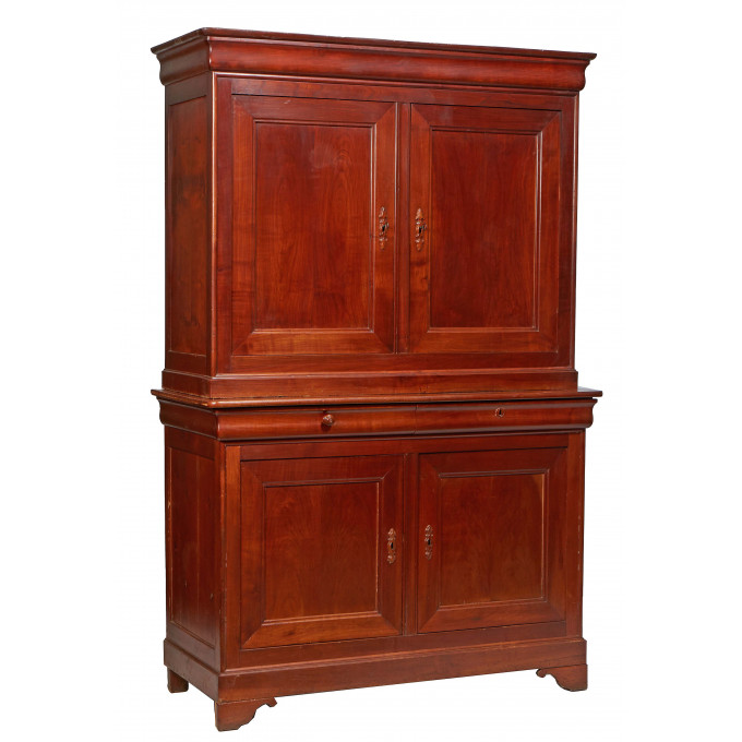 Appraisal: Louis Philippe Carved Cherry Buffet a Deux Corps th c