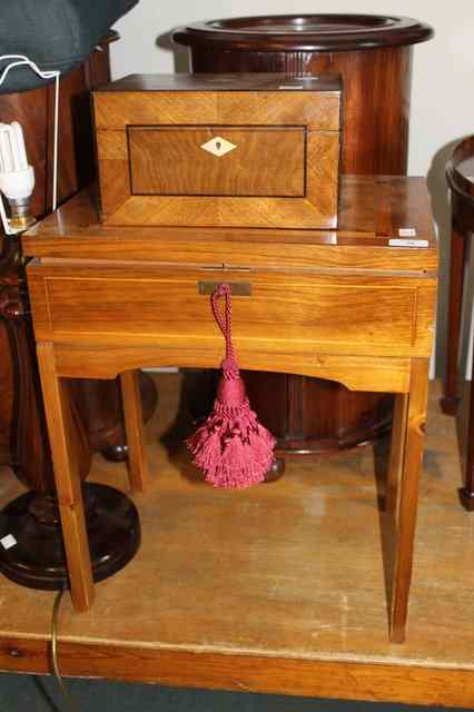 Appraisal: AN INLAID SEWING BOX of rectangular form and a Victorian