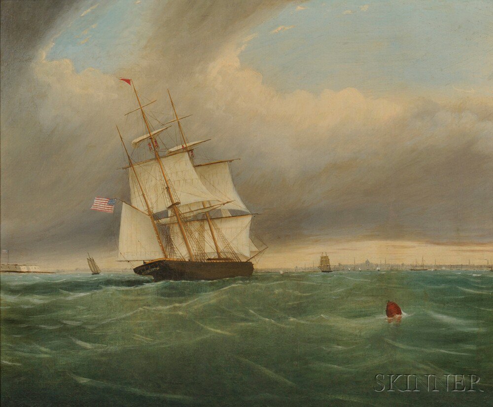 Appraisal: Attributed to Clement Drew Massachusetts - Ship OLGA Heading into