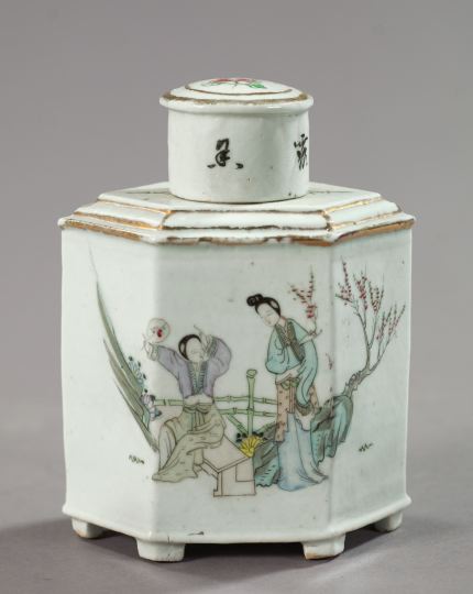 Appraisal: Late Qing Dynasty Porcelain Tea Caddy first quarter th century